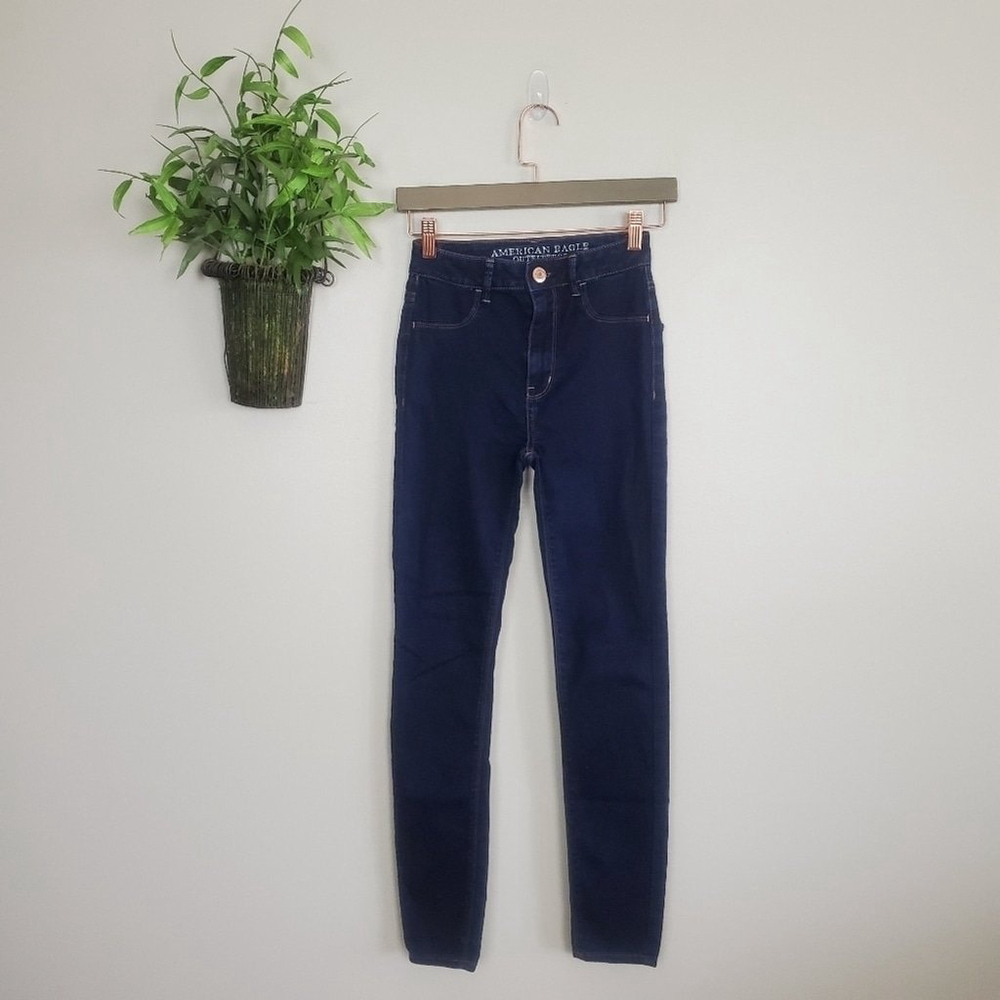 American Eagle Sky High Jegging Dark Wash Skinny Stretch Jeans Y2K 00 AE